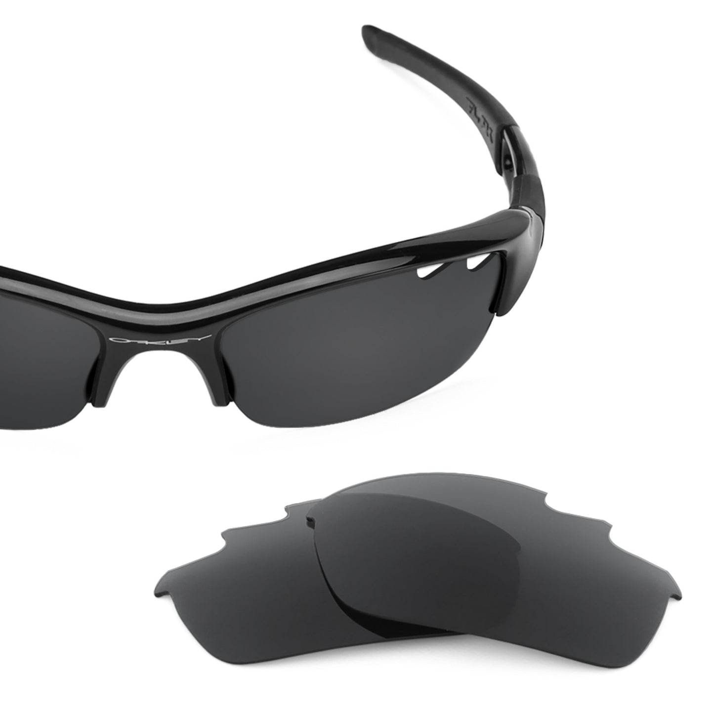 Oakley Flak Jacket Vented (Low Bridge Fit) frame with Revant replacement Polarized Stealth Black lenses