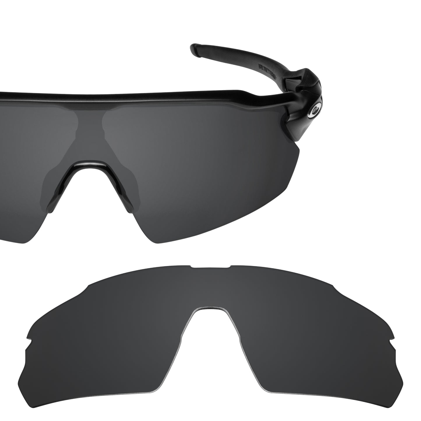 Oakley Radar EV Pitch frame with Revant replacement Polarized Stealth Black lenses