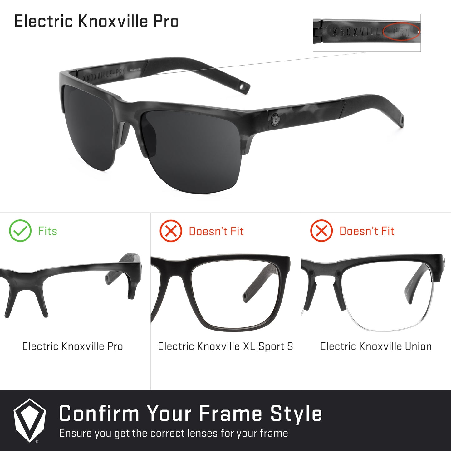 confirm you get the right lenses for the Electric Knoxville Pro