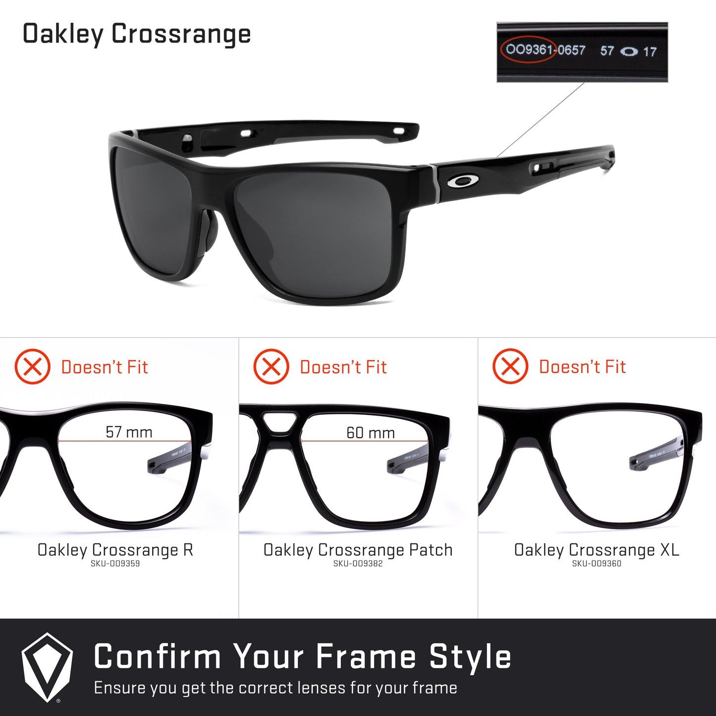 confirm you get the right lenses for the Oakley Crossrange