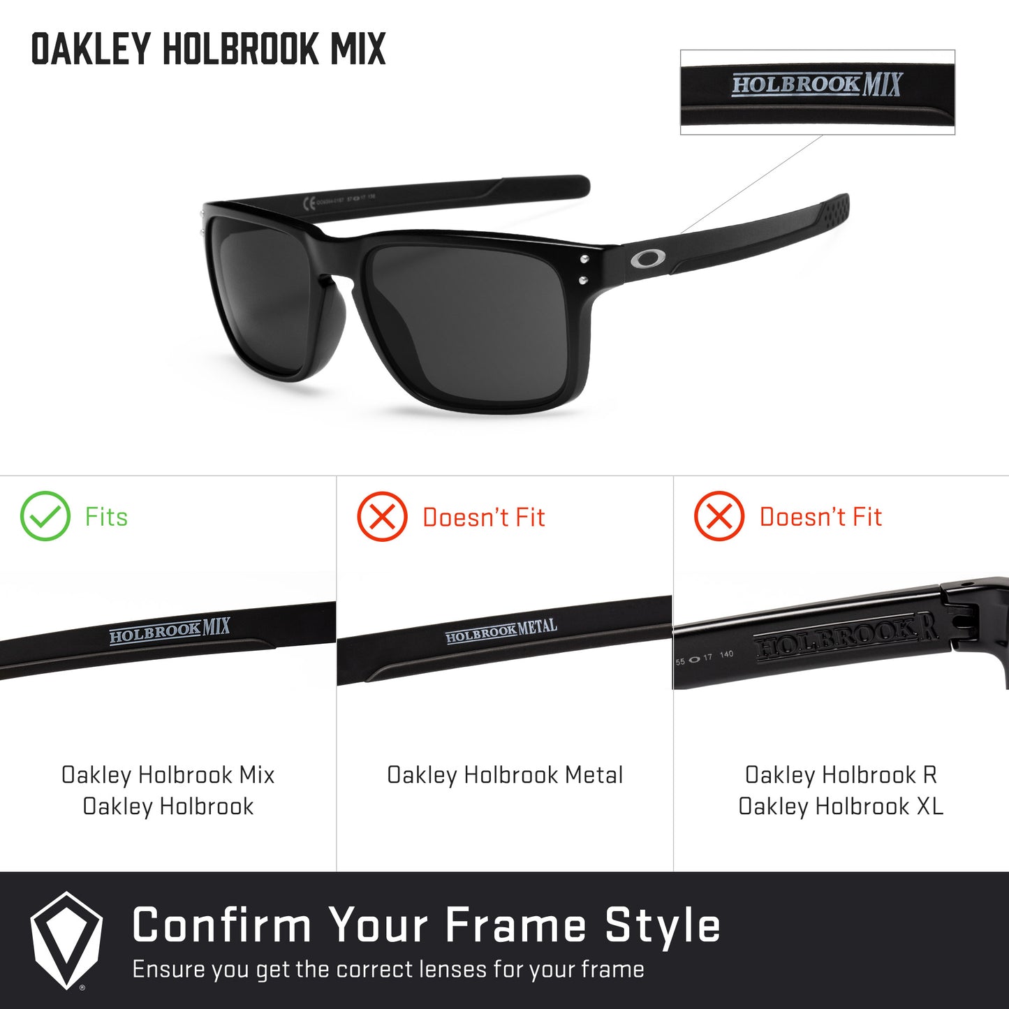 confirm you get the right lenses for the Oakley Holbrook Mix