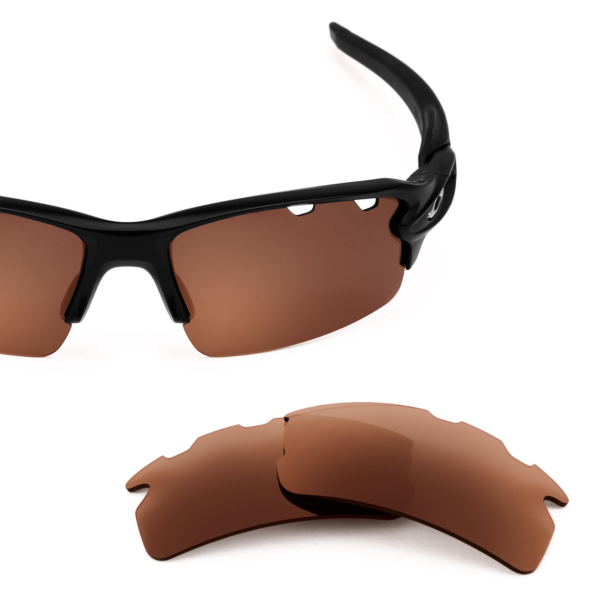 Revant replacement lenses for Oakley Flak 2.0 Vented (Low Bridge Fit) Polarized Dark Brown