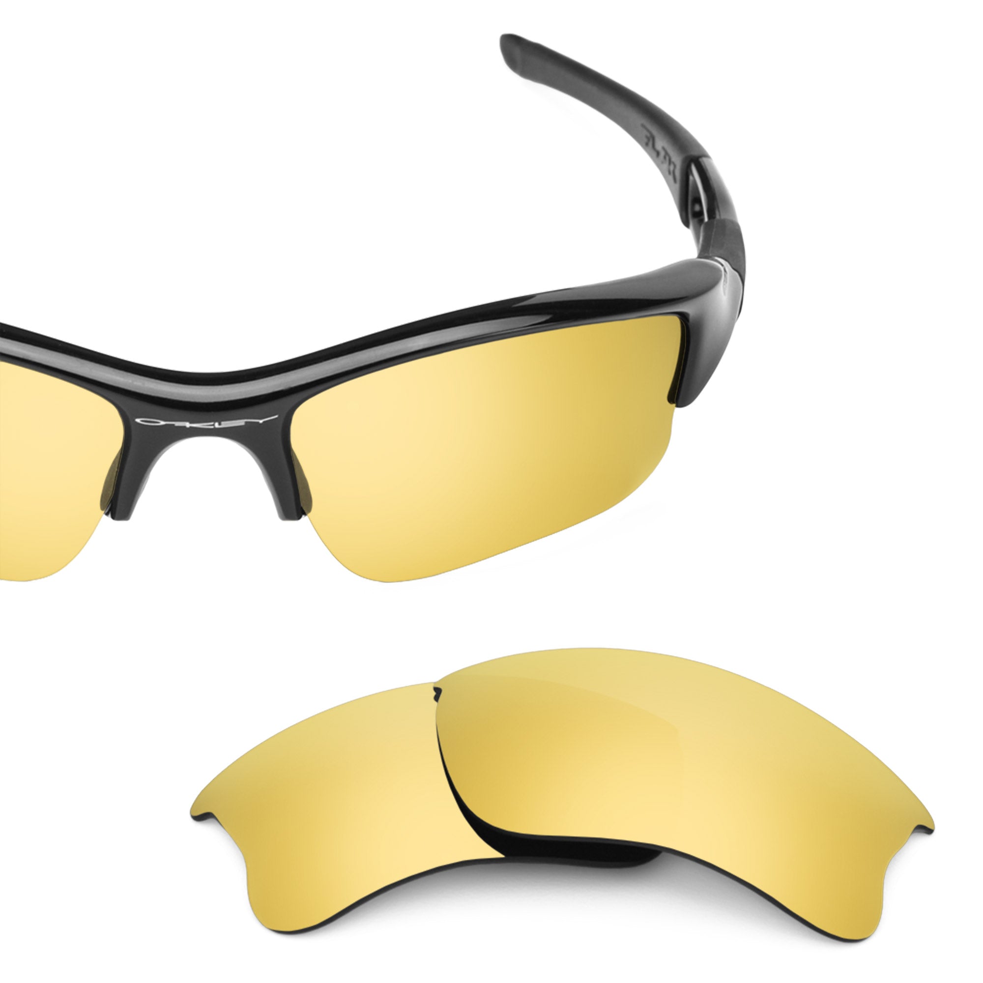 Revant replacement lenses for Oakley Flak Jacket XLJ Polarized Flare Gold